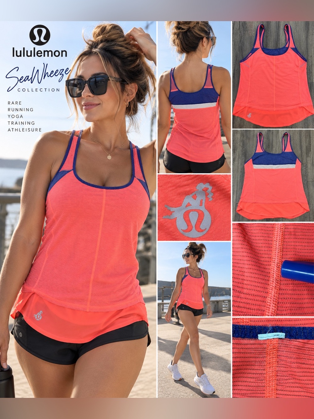 (#27) Lululemon SeaWheeze SUPER Rare Neon Pink Purple Running Tank Size 8-10